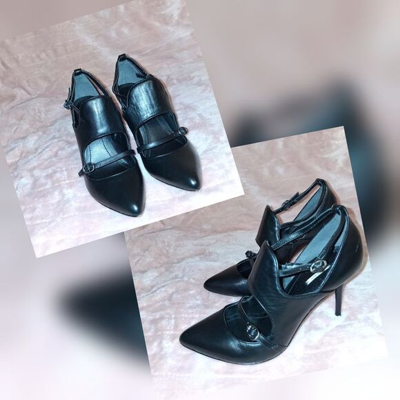 Leon Max Cove2 Elegant Leather Black Women's Heels Size  8.5M - Picture 1 of 9